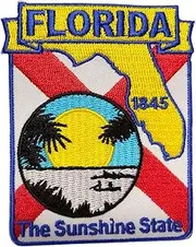 [Artisan Owl] Florida State Shaped Map Embroidered Patch, with Iron-On Adhesive