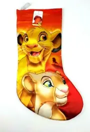 The Lion King Disney Kurt S Adler Hanging Christmas Stocking Simba Nala 18" NWT