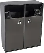 Outdoor Trash Can 38L/80L Indoor/Outdoor Trash Can Double Barrels Square Metal Trash Can, Modern Household Commercial Large Trash Can (with Ashtray) Outside Garbage can(Medium)