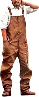 [Generic] Tech Mens Pants Long Casual Button Jumpsuit Loose Bib Rompers Fit Walkshort Lightweight Mens Overall Men's Casual Pants Warm Comfortable
