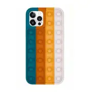 Pop Fidget Toys Push It Bubble Phone Case For iPhone 7 8 Plus X XR 11 12 Pro Max - Blue White