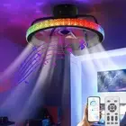 Ceiling Fan with Light, 18" LED RGB Low Profile Ceiling Fan Lights with Bluet...