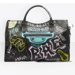 二手 BALENCIAGA SMALL CITY GRAFFITI 巴黎世家 塗鴉 大型 機車包 手提包