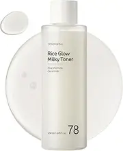 TOSOWOONG Rice Glow Milky Toner with 784,000ppm Korean Rice Water, Niacinamide, Ceramides, Panthenol, Glow, Glass Skin, Hydrating, Purifying, Fragrance-Free, Korean Skin Care, 250ml, 8.45 fl.oz.