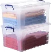 Superio 44 Qt Deep Clear Plastic Stackable Storage Container w/ Lid, Wheels 2pck
