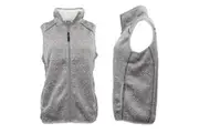 Women's Sleeveless Active Zip Up Sherpa Fur Collar Jacket Fleece Vest Waistcoat - Light Grey (Size:M)