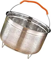 TOPPERFUN Multi Function Stainless Steel Steamer Basket with Handle for Rice Cooker Steaming Basket for Vegetables Seafood Eggs More Capacity Easy Removal Break Resistant Design