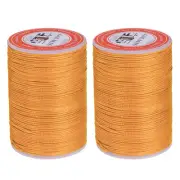 2pcs Round Waxed Thread for Leather Sewing, 93 Yards / 85m, 0.65mm, Sun Orange