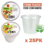 25PK Clear Food Container 700ML Reusable Meal Prep Salad Soup Bowl Takeaway AU