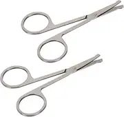 Nose Hair Scissors Facial Rounded Tip, 2 pcs,Stainless Steel Extra Thick 2.5mm, Grooming Manicure Safety Remover Eyebrow Mustache Small For Men Women Beard Eyelashes Trimming Clippers Cutting Scissor
