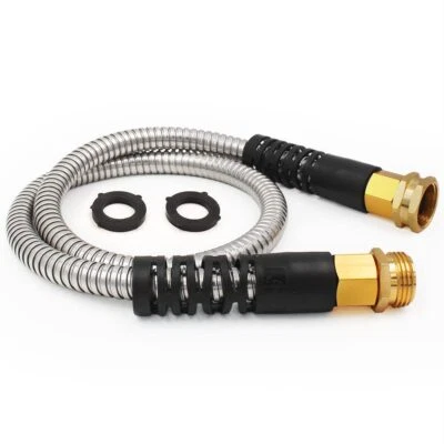 Short Garden Hose 3ft Metal Leader Hose - 304 Stainless Steel Heavy Duty Flex...