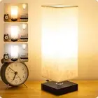 Bedside Small Table Lamp for Nightstand, 3-Color Options Solid Wood Lamp with H