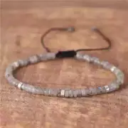 Natural Gray Labradorite Bracelet Minimalist Beads Dainty Bracelet Healing Stone