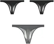 [SOOMOOD] Men's sexy thong with ultra-thin frosted flying ice silk seamless breathable quick-drying 3 Pack