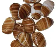 Brown Swirl Flat Oval Czech Pressed Glass Beads 15mm (pack of 14)
