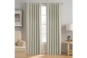 2 Panels Pair Curtains Blockout for Living Room/Bedroom, Rod Pocket/ Back Tab Top Blackout Window Curtain DrapesElegante Beige