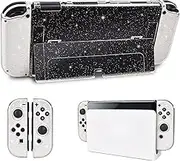 DLseego Glitter Protective Case for Nintendo Switch OLED Model 2021, Gold - Hard Shell, Compatible with Switch OLED, Full Protection, Dockable Cover with Flip Stand