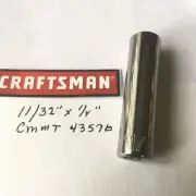 Craftsman 11/32" x 1/4" Dr 6 Pt Standard Deep Socket CMMT 43576 Free USA Ship