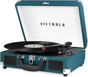 Lightweight Vintage Suitcase Record Player with Upgraded Bluetooth Speakers