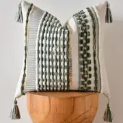 Chenille Striped Textured Boho Throw Pillow 18" x 18" (Pack of 1) Sage Green