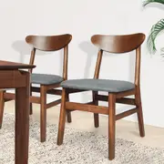 Levede a set of 2 Rubberwood Dining Chairs - Walnut