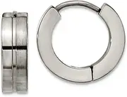 [JewelryWeb] Titanium Brushed and Polished 4mm Hoop Earrings 12.5x13mm Wide 4mm Thick-Hoop Earring for Women