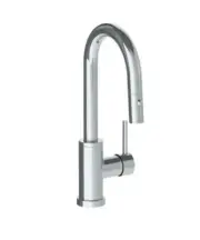 Watermark Deck Mounted 1 Hole Square Top Kitchen Faucet with Pull Out Spray -Low