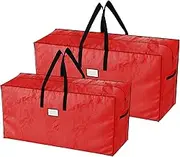 Christmas Tree Storage Bags - Set of 2 Woven Totes for up to 16-Foot Artificial Trees - Protects Holiday Decorations from Damage by Elf Stor (Red)
