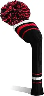 Golf Club Head Covers Knit for Woods Driver Fairway Hybrid Headcovers Knitted Pom Pom Stripes Pattern for Main 3 Wood Clubs