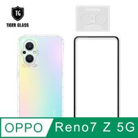 T.G OPPO Reno7 Z 5G 手機保護超值3件組(透明空壓殼+鋼化膜+鏡頭貼)