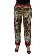 Dolce & Gabbana Leopard Print Trousers Floral Side Panel Women Multicolor Pants