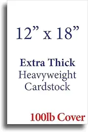 Extra Thick 12" x 18" Cardstock for Inkjet or Laser Printers - 100lb Cover 270 GSM Heavy Printer Paper - Matte Finish White - Great for Cards, Menu's, Posters, Covers (100 Sheet Pack)