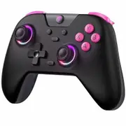 2.4G Wireless Controller for PC Switch & Steam Deck- Bluetooth Controller Gamepad with Hall Effect Joysticks Trigger,Turbo,Rumble Vibration RGB Lighting-Black