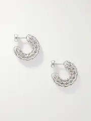 [Bottega Veneta] Bottega Veneta - Crochet Silver Hoop Earrings - One size One size Silver