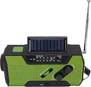 Emergency Radio AM/FM Weather Alert with Solar & Hand Crank Charging, 2000mAh Portable Power Bank, SOS Flashlight, Hand Crank Radio for Outdoor Camping Survival Kits