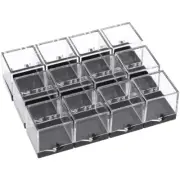 12pcs Plastic Mineral Specimen Storage Cases Square Sample Display Boxes