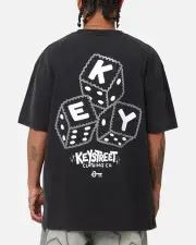 [KEY STREET] Key Street Dice Vintage T-shirt Vintage Black - Size XL XL Vintage Black