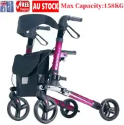 Rollator Walking Frame Walker Foldable Seat Mobility Aid Aluminium 4 Wheels AU