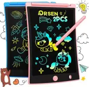 ORSEN 2 Pack LCD Writing Tablet for Kids, Colorful Doodle Board Blue+pink