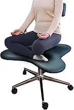 Ergonomic Office Chair with Back Support and 360° Casters，Height Adjustable Meditation Chair，Cross-Legged Chair for Fitness Fanatics & Home Workers