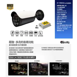宇晨 I-Family POE 五百萬畫素 5MP 超廣角 星光夜視 監視器 IF-5503 H.265 支援ONVIF