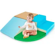 Costway Large Soft Blocks's Climber & Crawl Foam Playset Indoor Play Set Gift 4PCS Blue
