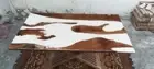 White Epoxy Resin Center Sofa Coffee & Dining Table Top Acacia Wooden Furnitures