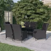 7 Piece Garden Dining Set Dark Grey, Garden Furniture Sets