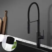 ACA Black Kitchen Tap Mixer Tap Swivel Pull Out Down Deck Mounted Sink Basin Faucet