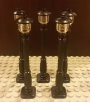Lego NEW Set/5 City/Town/Village Black STREET LIGHT Lamp Post