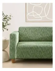 [Sherwood Home] Faux Linen Stretch Fit Couch Sofa Cover 2-Seater Eden in Green