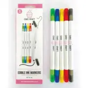 PRIMARY EDIBLE MARKERS 5 pack - DOUBLE SIDED BROAD & FINE TIP