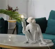 Modern Resin White Monkey Table Lamp Desk Light Reading Fixture Bedroom Decor