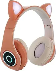 Angoily Foldable Cat Ear Headphones Wireless Over Ear Headset for PC Laptop Stylish LED Gaming Headphones for Adults
